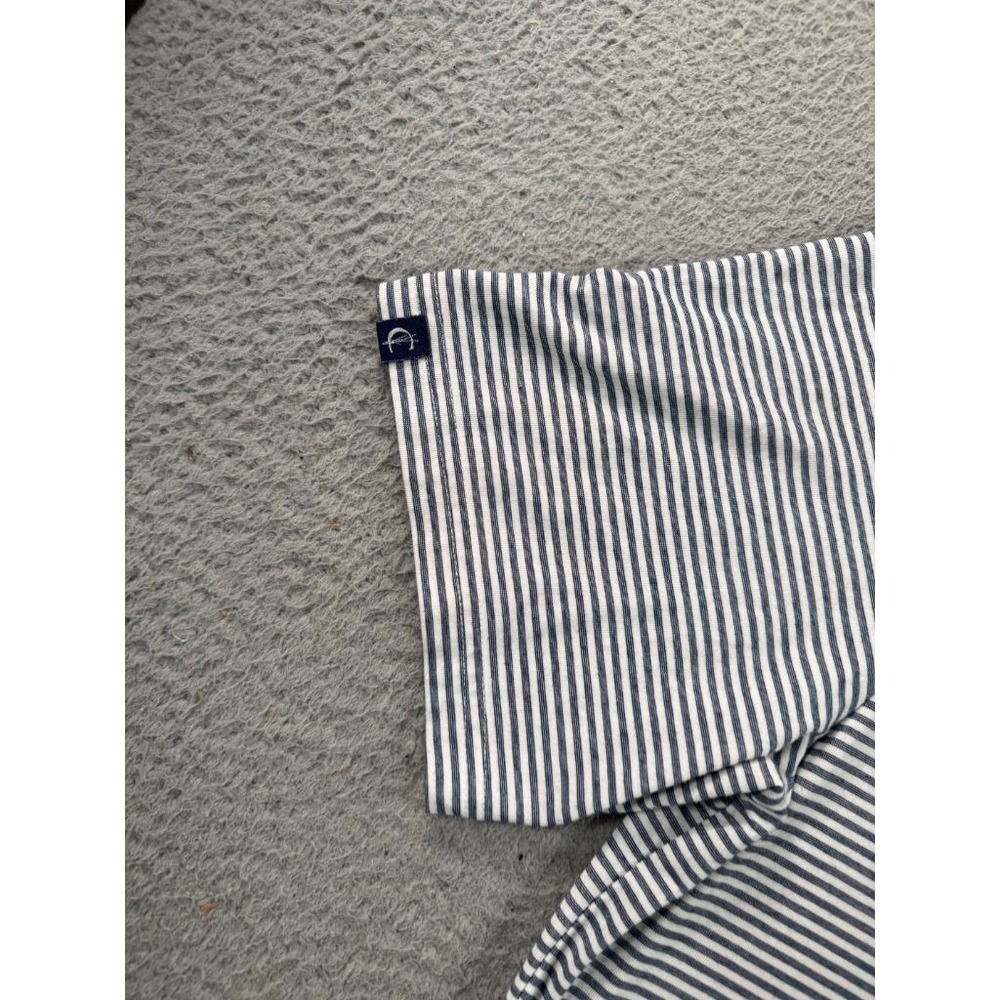 Criquet Polo Shirt Men Large White Striped Short Sleeve Performance Golf Stretch - Picture 8 of 9